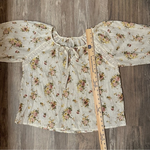 Lovestitch Women's Floral Peasant Blouse Tunic Tassel Tie Size‎ M Multicolor - Picture 5 of 7